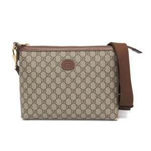 GUCCI Authentic Brown Leather Messenger Shoulder Bag